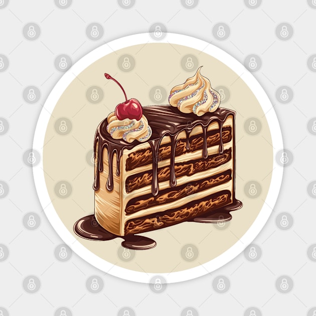 Chocolate Cake, Delicious Chocolate Cake Design, Perfect for Dessert Lovers and Baking Enthusiasts Magnet by Pixel Threads 